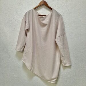 e.Luna Womens Plus 1X Blush Pink Asymmetrical‎ Hem Long Sleeve Tunic Top NWOT